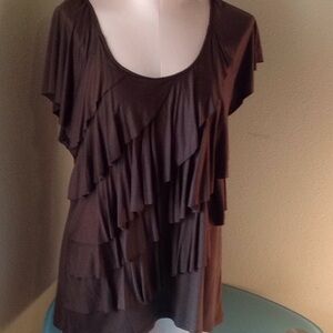 Beautiful ruffled brown blouse!